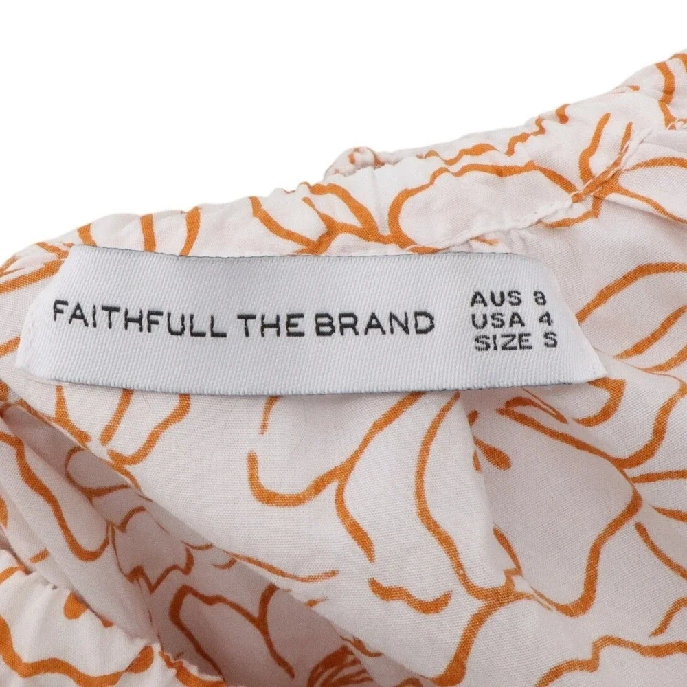 Faithfull The Brand La Riva Top Martini Floral Orange Cotton Size 4 Small